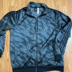 Adidas Men's Camouflage Black and Gray Jacket